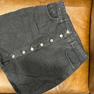 Black Denim Button Skirt